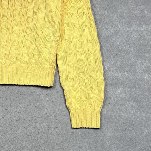 Polo Ralph Lauren Sweater Womens XL X-Large Yellow Cotton Cable Knit Crew Neck - Picture 5 of 12